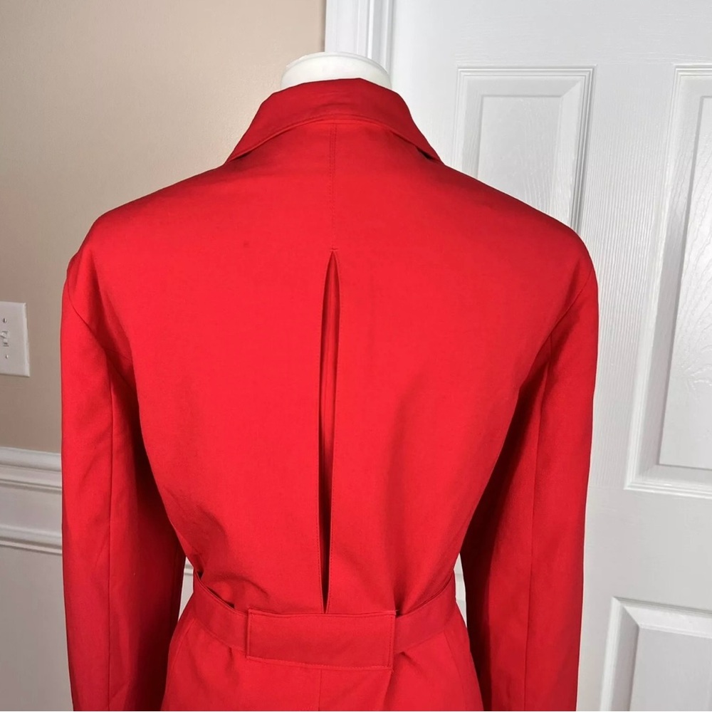 Larry Levine Polyester Rayon Spandex Pant Suit Red Belted Wide Leg 2PC Needles - Picture 6 of 9